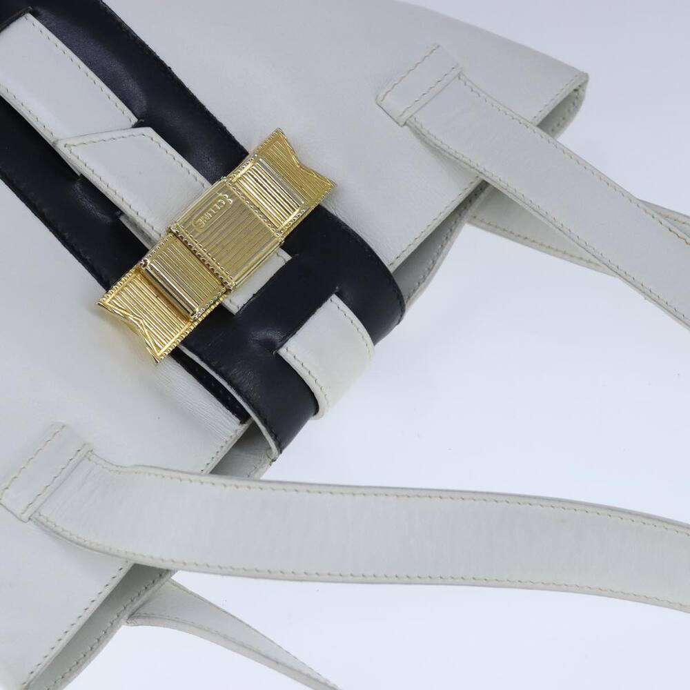 CELINE Ribbon Tote Bag Leather White Black - Picture 6 of 12